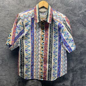 Vintage Starfire Shirt Women‎ 12 Structured Aztec Southwestern Collared USA